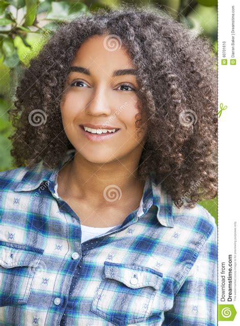 Beautiful Mixed Race African American Girl Teenager Stock