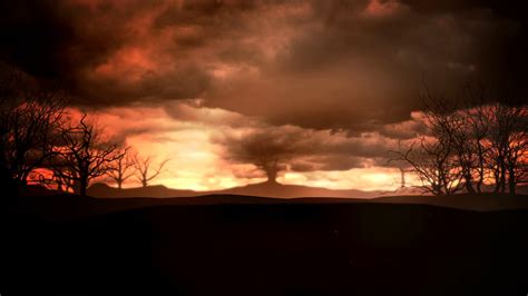Mystical Animation Halloween Background With Dark Clouds And Mountains