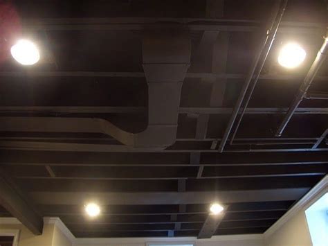 Painted Basement Ceiling Ceiling Joists Wires Duct Work Pipes