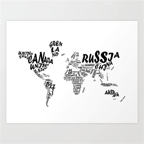 World Map Typography 2 Art Print By Bekim Art Society6