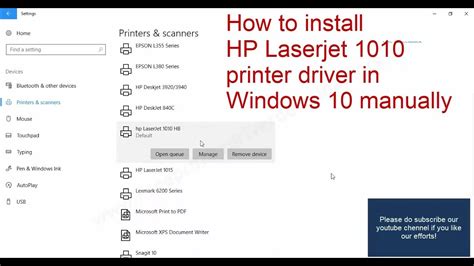 Windows 10 32 & 64bit, windows 8.1 32 & 64bit, windows 7 32 & 64bit, windows vista 32 & 64bit, windows xp. How to install hp laserjet 1010 printer driver in Windows ...
