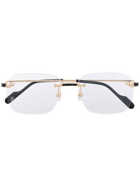 Cartier Rimless Square Frame Glasses Gold Editorialist