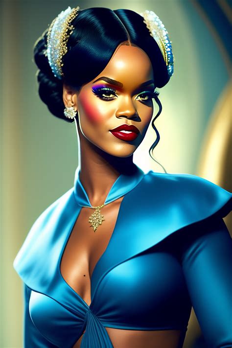 Lexica Full Body Rihanna As Tiana From Disney Princess And The Frog Wearing Blue Dress