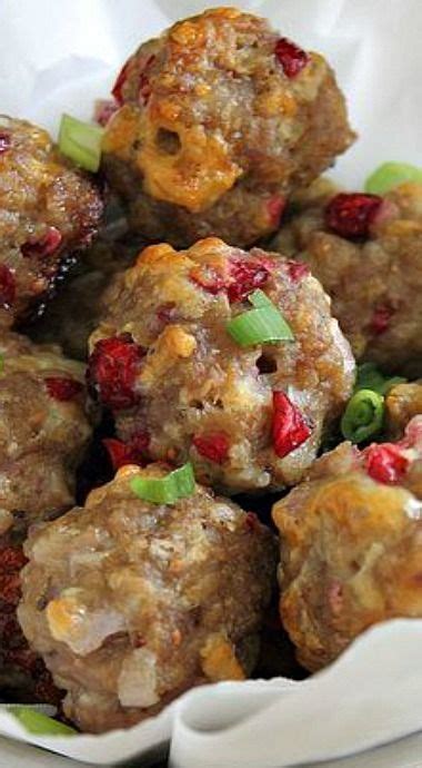 These Cheddar Sausage Bites Stuffed With Fresh Cranberries Are A