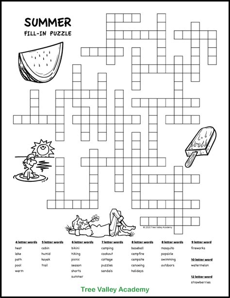 Crossword Fill In Puzzles Printable Vocabulary Builders Printable