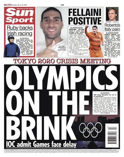 The Olympics Postponement Makes Monday S Front Pages Foto De