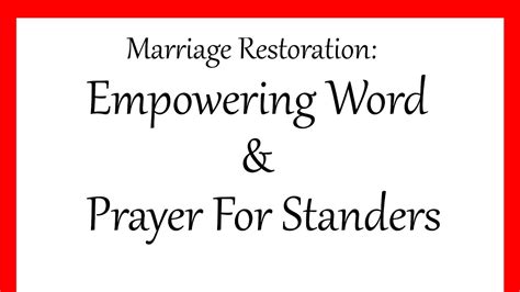 Marriage Restoration Empowering Word And Prayer For Standers Youtube