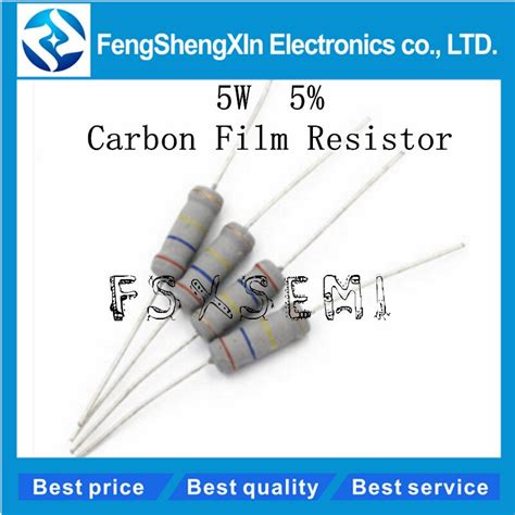 10pcslot 5w 5 Carbon Film Resistor 1r ~ 1m 22r 10r 22r 47r 51r 100r
