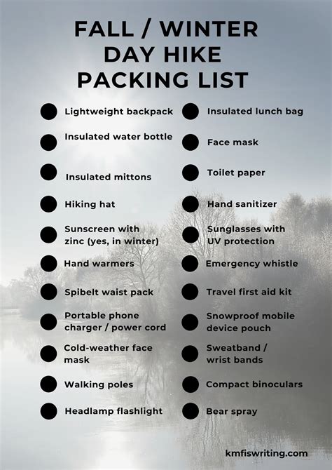 Best Day Hiking Essentials Packing List For Fall Or Winter