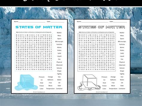 States Of Matter Word Search Puzzle Teaching Resources