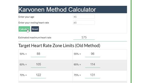 Karvonen Formula Calculator Target Heart Rate Youtube