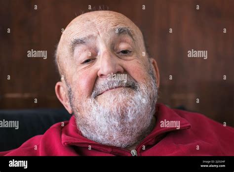 Portrait Of Content Funny Old Man Stock Photo Alamy