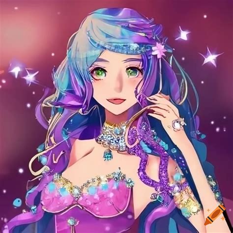 Anime Pop Star With Sparkling Jewelry Costume On Craiyon