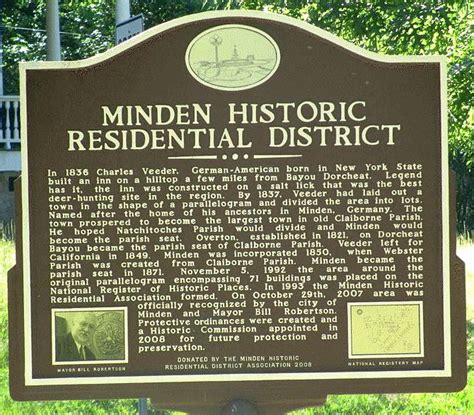 Minden La Historic Residential District Marker