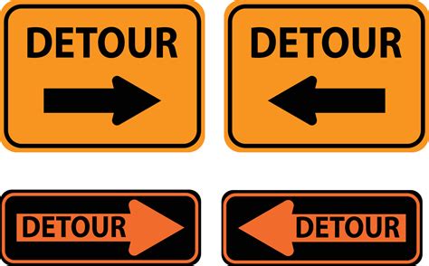 Traffic Detour Sign On White Background Detour Symbol Flat Style