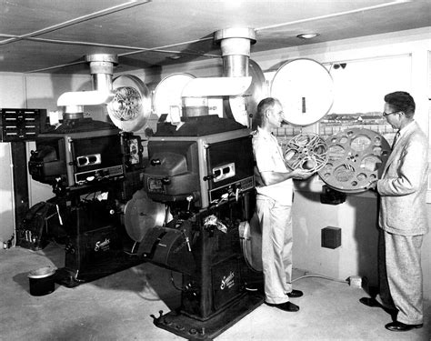 1953 Drive In Movie Projectors And Operators In The Booth Drive In