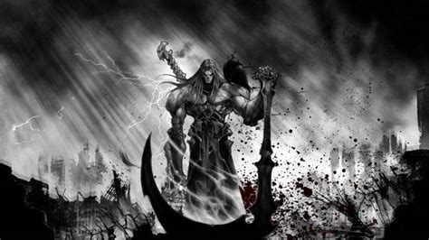 Digital Art Grim Reaper Death Dark Scythe Monochrome