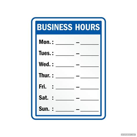 Business Hours Template Free