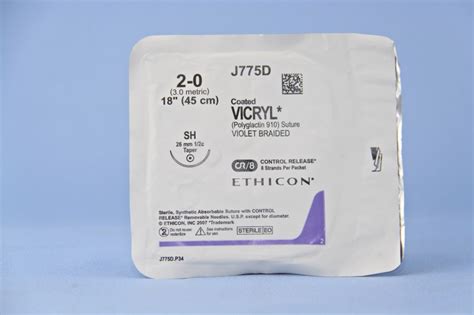 Ethicon Suture J775d 2 0 Vicryl Violet 8 X 18 Sh Taper Cr8 8