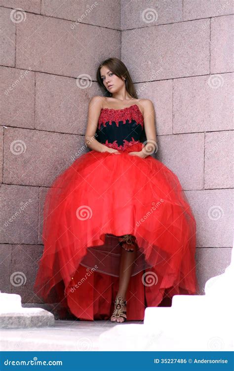 Young Women In Red Dress Stock Photo Image Of Person 35227486