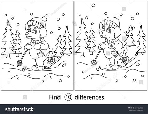 Find Differences Education Game Children Winter เวกเตอร์สต็อก ปลอดค่า
