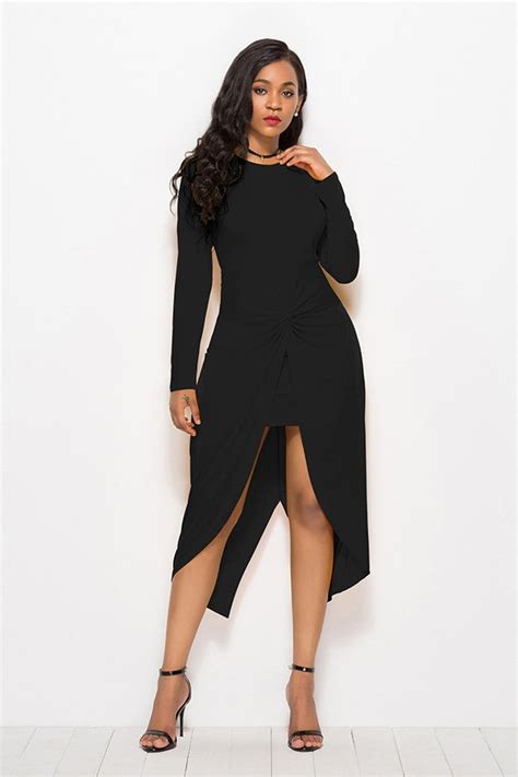 Long Sleeve Cocktail Dresses With O Neck And Plus Size Design
