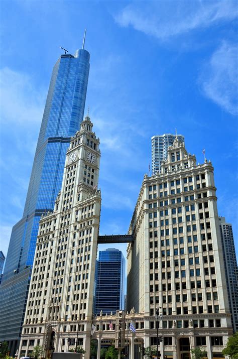Wrigley Building Towers And Trump Tower In Chicago Illinois Encircle