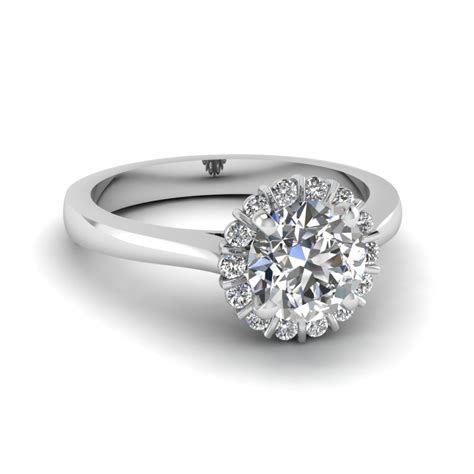 Today, 70% of all diamond engagement rings consist of round cuts. Floating Floral Halo Diamond Engagement Ring In 14K White ...