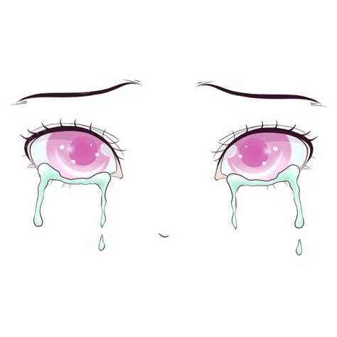 Olhos De Anime Rosa Lacrimejantes PNG Lágrimas As Sobrancelhas