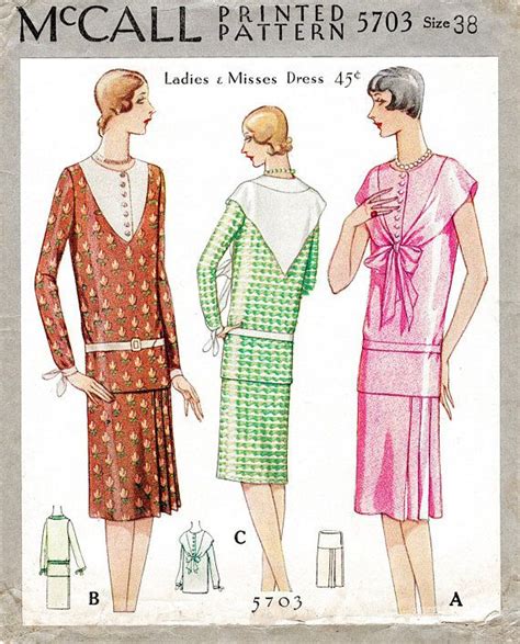 Vintage Sewing Pattern 1920s 20s Flapper Dress Drop Waist Etsy