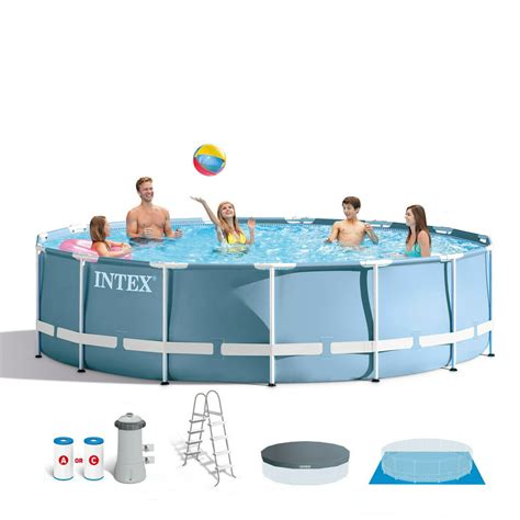 Intex 15 Feet X 48 Inches Prism Frame Pool Set With Ladder Cover