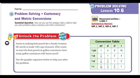 Check spelling or type a new query. Go Math 5th Grade Lesson 10.6 Problem Solving Customary and Metric Conversions - YouTube