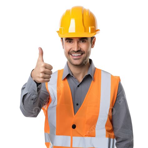 Engineer Man Worker In Hard Hat With Showing Thumbs Up Engineer Woman