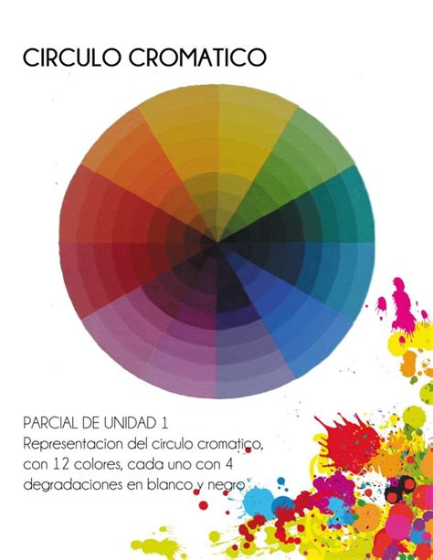 Circulo Cromatico Con 12 Colores Y Sus Degradaciones En Blano Y Negro