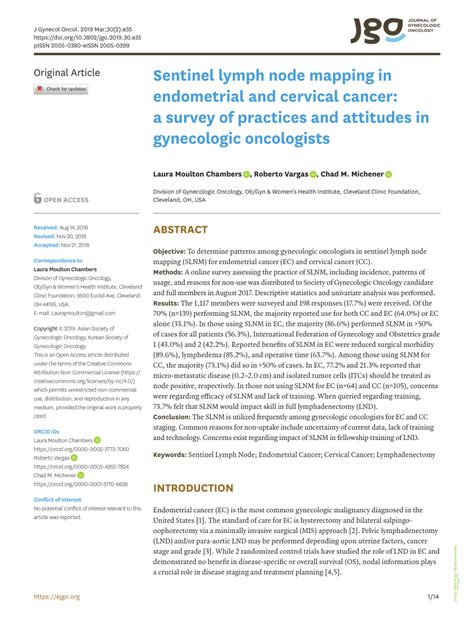 Pdf Sentinel Lymph Node Mapping In Endometrial And Cervical Cancer A