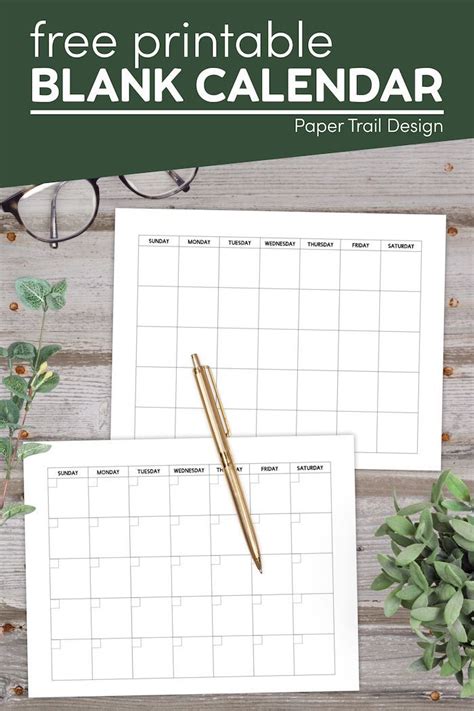 Free Printable Blank Calendar Template Paper Trail Design In 2021