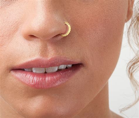 Rose Gold Nose Ring 14k Rose Gold Nose Ring Indian Nose Etsy