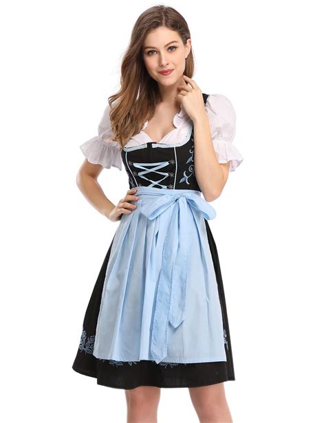 buy glorystar women s german dirndl dress 3 pieces traditional bavarian oktoberfest costumes for