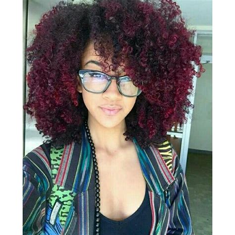 Burgundy Highlights Curly Hair Styles Natural Hair Styles Beautiful Natural Hair