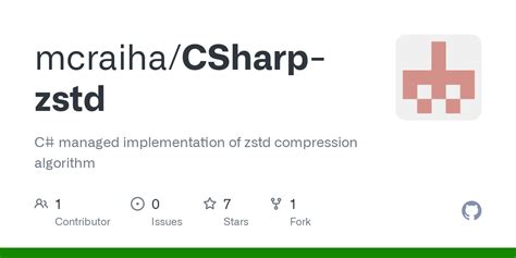Github Mcraihacsharp Zstd C Managed Implementation Of Zstd
