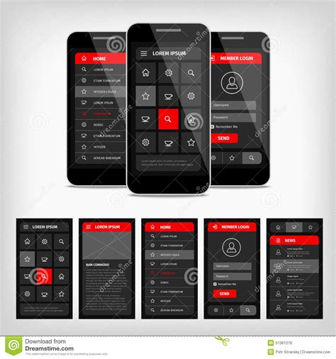 The kit focuses solely on ecommerce design aspects and provides a. Vector Template Mobile User Interface Stock Vector ...