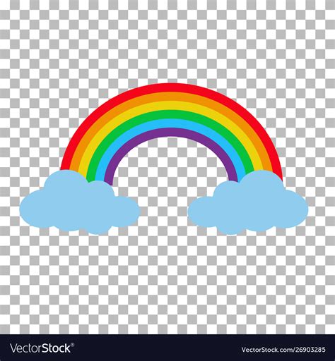 Rainbow With Clouds Isolated On Transparent Vector Image