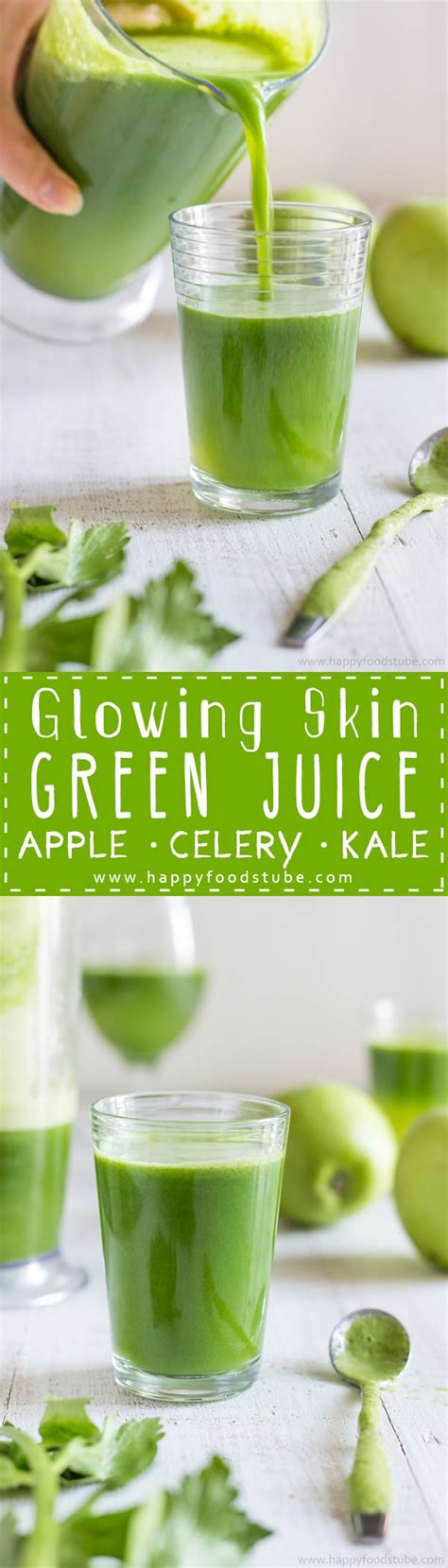 Naturally sweet green detox juice recipe. Glowing Skin Green Juice Recipe - Happy Foods Tube