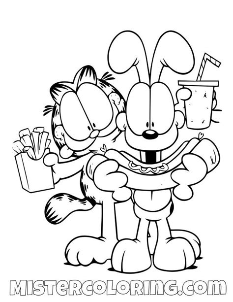 We have 11 colouring pages in this category. Garfield And Odie Eating Hot Dog And Fries Coloring Page ...