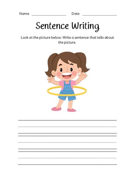 Sentence Writing Worksheet Girl Playing