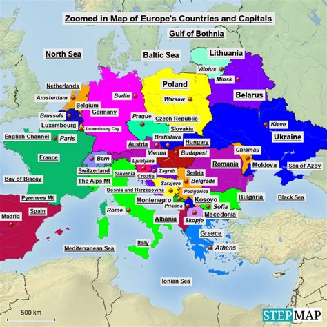 Map Of Europe Zoomed In A Map Of Europe Countries