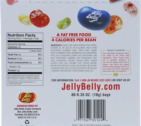Jelly Belly Jelly Beans Nutrition Facts Runners High Nutrition