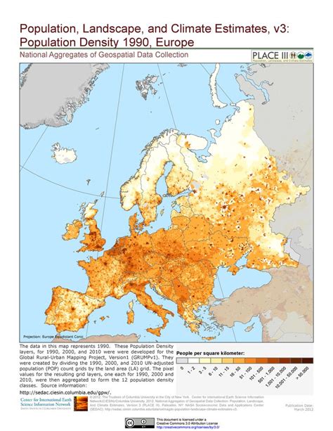 Population Density Of Europe 1990