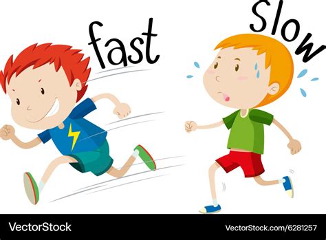 Opposite Adjectives Fast And Slow Royalty Free Vector Image