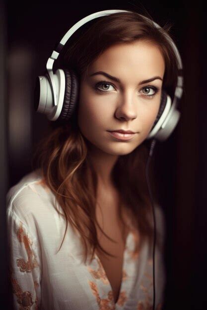 Premium Ai Image Portrait Of An Attractive Young Woman Listening To